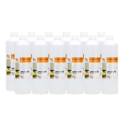 Bioéthanol, combustible liquide pour votre cheminée bio, 12 litres. 12 bouteilles de 1L de bioéthanol liquide, entièrement approuvées et certifiées. Fabriqué en Allemagne.