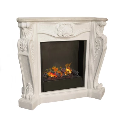 Cheminée hybride blanche Louis Castle Stone Surround Cheminée à Vapeur d’Eau Blanche Louis Castle Stone Surround
