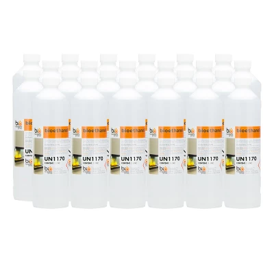 Bioéthanol, combustible liquide pour votre cheminée bio, 24 litres. 24 bouteilles de 1L de bioéthanol liquide, entièrement approuvées et certifiées. Fabriqué en Allemagne.